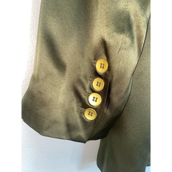 L’AGENCE green satin 3/4 sleeve collard blazer size 2 0063 - Picture 9 of 14